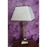 PAIR OF BRASS AND MARBLE TABLE LAMPS