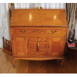 EDWARDIAN SATINWOOD AND PAINTED WRITING BUREAU