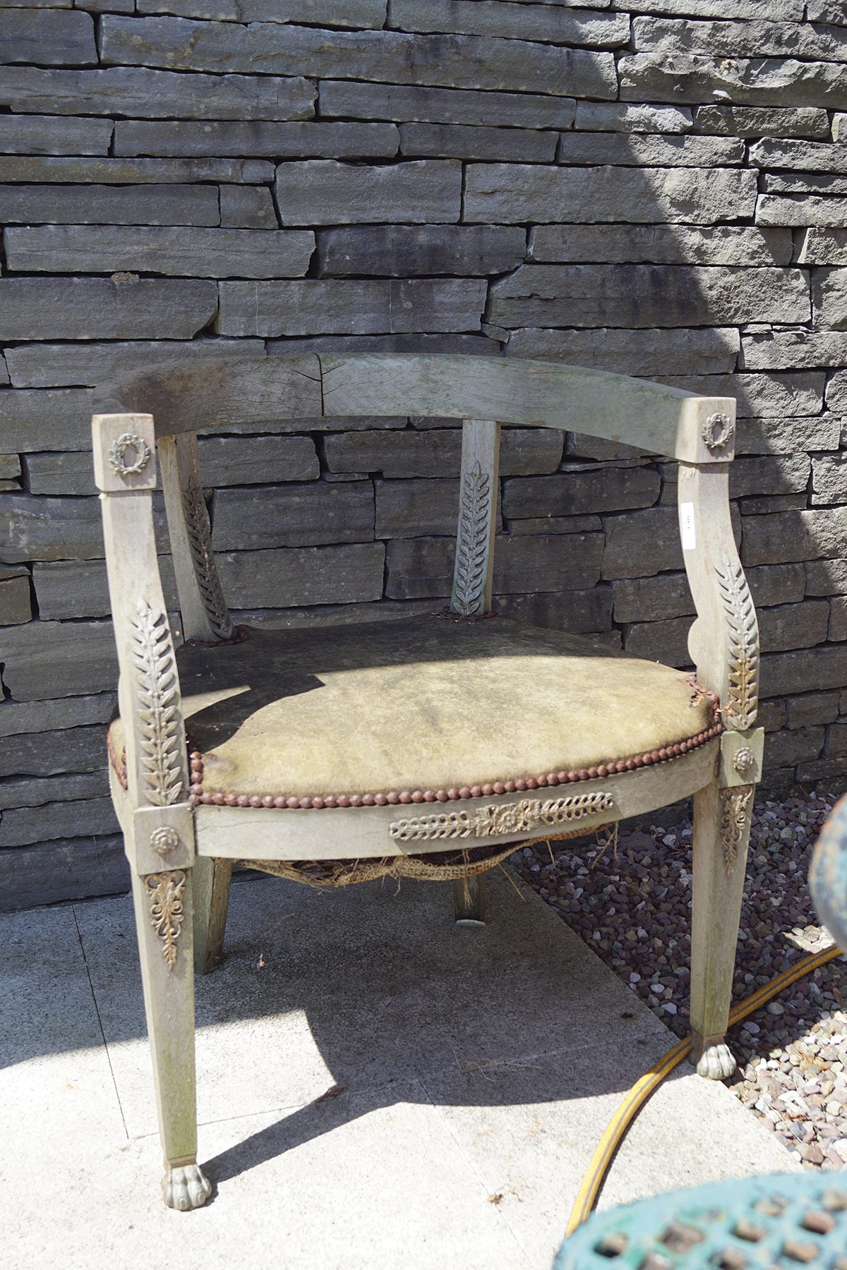 NAPOLEON III MAHOGANY AND BRASS MOUNTED ARMCHAIR