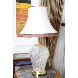 LARGE WATERFORD GLASS TABLE LAMP AND SHADE