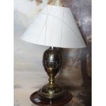 DAMASCENE BRASS & SILVER INLAID TABLE LAMP
