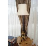 EDWARDIAN CARVED STANDARD LAMP & SHADE