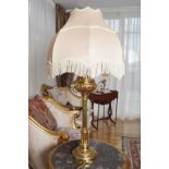 PAIR OF LARGE BRASS TABLE LAMPS AND SHADES