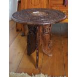 CARVED INDIAN HARDWOOD OCCASIONAL TABLE