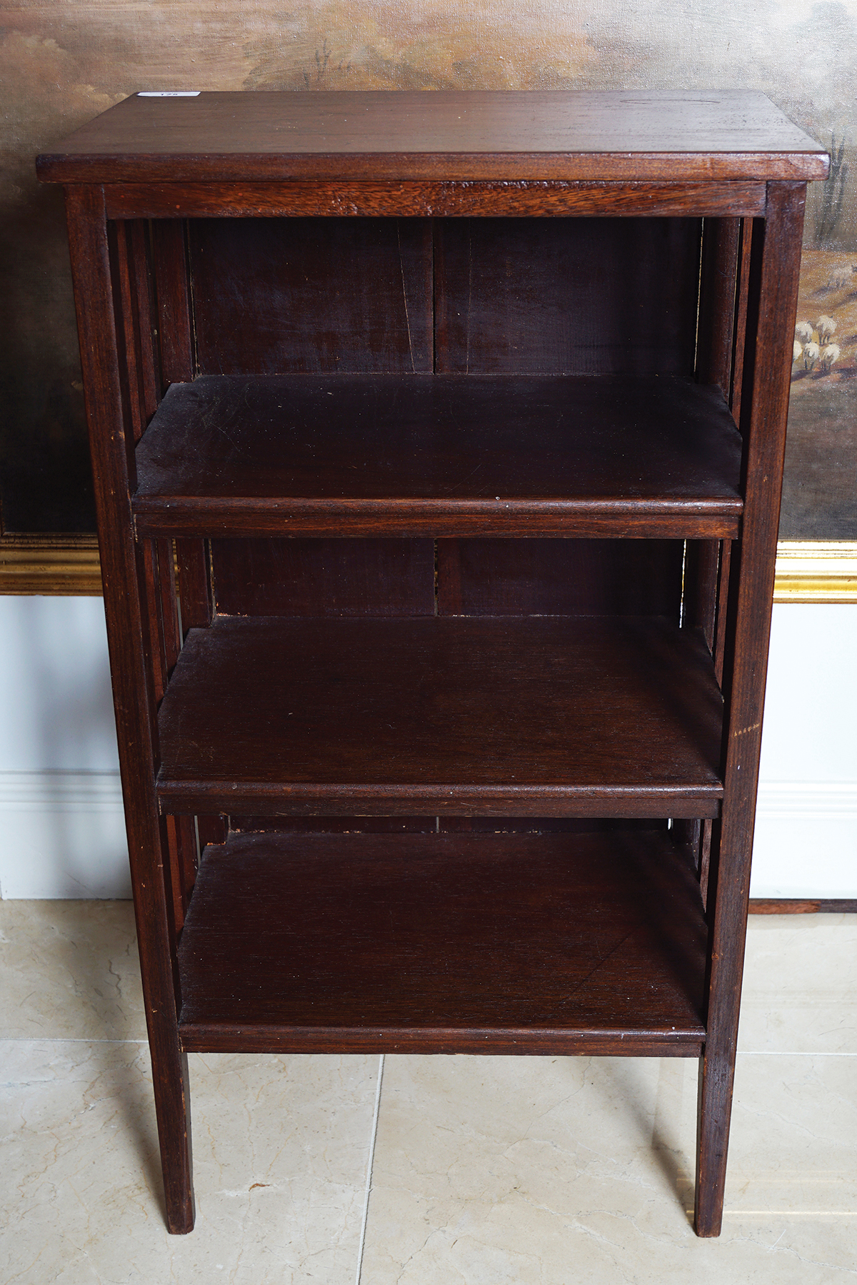 EDWARDIAN MAHOGANY OPEN BOOKSHELF