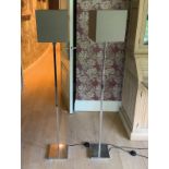 PAIR OF DESIGNER POLISHED STEEL STANDARD LAMPS