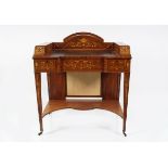 MAHOGANY AND MARQUETRY LADIES WRITING DESK