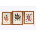 GROUP OF 3 LATE GEORGIAN PAINTED ARMORIAL CRESTS