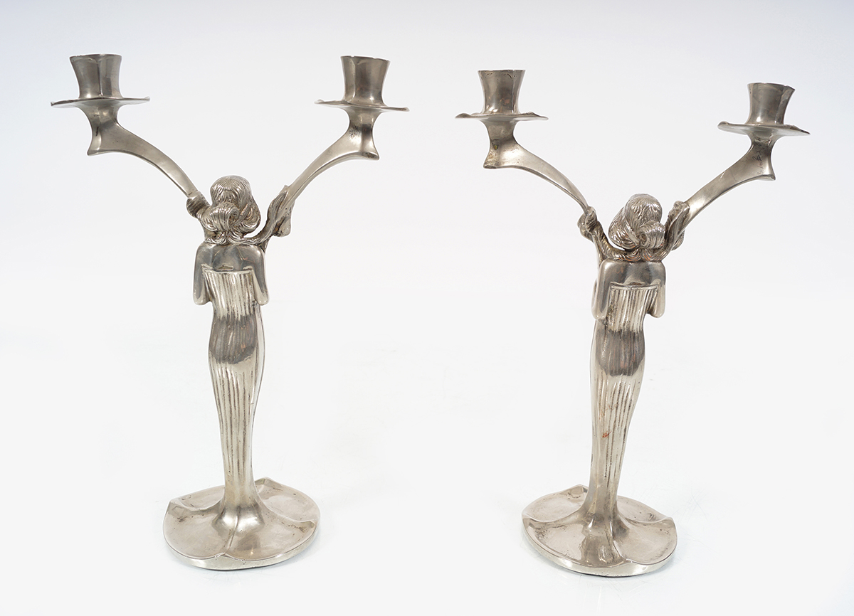 PAIR OF ART NOUVEAU FIGURAL CANDLESTICKS - Image 3 of 3