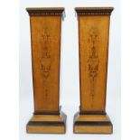 PAIR OF 19TH-CENTURY SATINWOOD & MARQUETRY PLINTHS