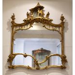 18TH-CENTURY CARVED CHIPPENDALE OVERMANTLE MIRROR