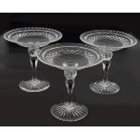 SET OF THREE 19TH-CENTURY CORK GLASS TAZZAS