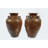 TWO CHINESE GLAZED EARTHENWARE VASES