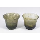 PAIR OF CHINESE SPINACH JADE CUPS