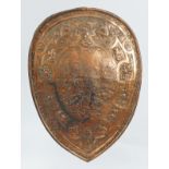 19TH-CENTURY COPPER ARMORIAL CEREMONIAL SHIELD