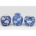 THREE CHINESE BLUE AND WHITE GINGER JARS