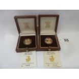 Royal Mint cased proof gold 1/10oz coin 1989 & 1990 (2)