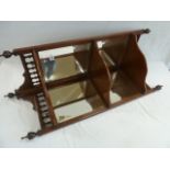 Victorian mahogany galleried mirrored corner display shelf