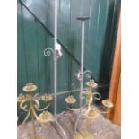 Wrought iron church candle sticks and candelabra's (4)