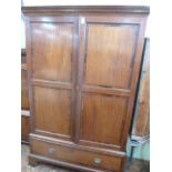 Georgian mahogany wardrobe on single drawer base