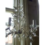 Chrome and glass 5 branch chandelier