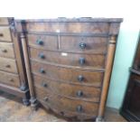 Victorian Scottish flame mahogany bow front 6 drawer chest