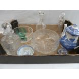 Glass decanters, fruit bowls,