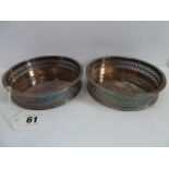 Pair French pierced silver bottle coasters c1800 - Louis Jacques Berger