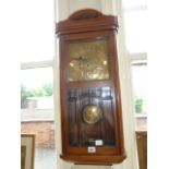 1930's oak case brass face pendulum wall clock