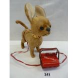 1950's Japanese battery operated walking/barking plush Chihuahua 'Chee Chee' with light-up eyes