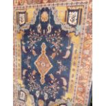 Persian blue ground Shiraz rug (50" x 78")