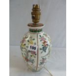 Chinese famille rose vase converted to table lamp