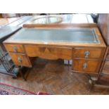 Early 20thC leather inset walnut ladies writing desk