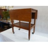 Mid 20thC Oak 2 tier drop-leaf tea trolley