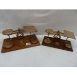 Oak based brass postal scales and weights (2)