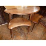 Danish style hardwood kidney shaped lamp tables and curved side table (3)
