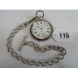 Silver pocket watch and Albert chain