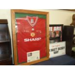 Framed replica Manchester United 1985 F A Cup Final shirt- signed by Norman Whiteside,