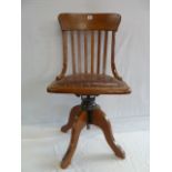 Early 20thC leather seat swivel office chair
