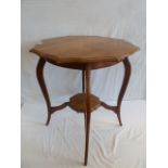 Victorian oak scallop edge tea table