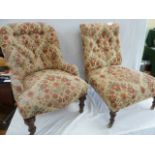 Victorian button back upholstered nursing chairs (2)