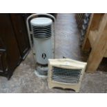 Vintage belling enamelled electric heater and parafin greenhouse heater (2)