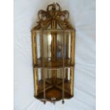 Regency gilt mirrored corner display shelf