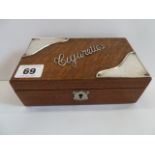 Silver mounted oak cigarette box - Birmingham 1903