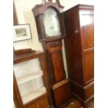 8 Day painted face oak and mahogany long case clock - T Hardy Nottingham (no weights or pendulum)
