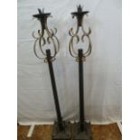 Wrought iron and wooden church candle stands (6)