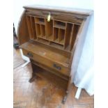 Edwardian oak tambour front students bureau