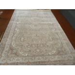 Finely woven grey ground all over design silk carpet 98" x 62"