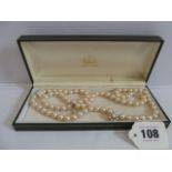 Double string pearl necklace with 9ct gold clasp - in bood