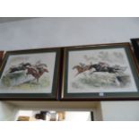 Pair Ltd edition French racing prints - signed Louis Claude